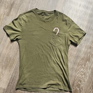 Lucky Brand Green Christmas Holiday Candy Cane Casual Graphic Short Sleeve Small